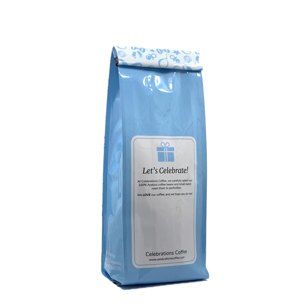 Back View of Bag – It’s a Boy! Our coffee gift is freshly roasted in small batches.