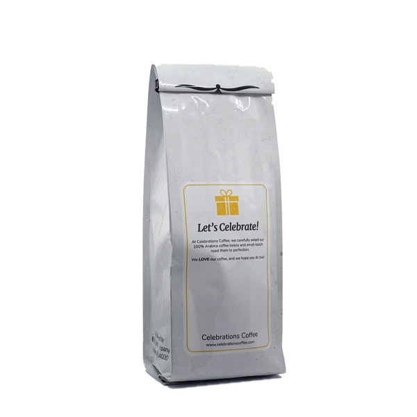 Back View of Bag - Thank You - Script. Our coffee gift is freshly roasted in small batches.