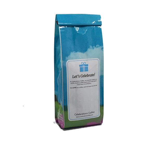 Back View of Bag - Welcome Home. Our coffee gift is freshly roasted in small batches.