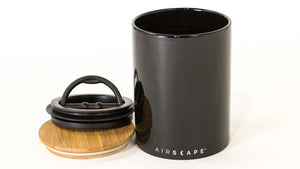 Black coffee storage container with lid
