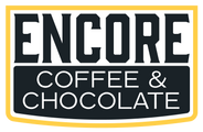 Encore Coffee & Chocolate logo with bold ENCORE text above a black box containing COFFEE & CHOCOLATE in white lettering.