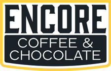 Encore Coffee & Chocolate brand logo featuring bold artisan-style typography, highlighting specialty coffee and bean-to-bar chocolate.