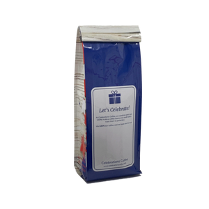 Back View of Bag - Happy 4th of July. Our coffee gift is freshly roasted in small batches.