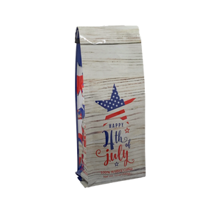 Side View of Bag - Happy 4th of July. Our coffee gift is freshly roasted in small batches.
