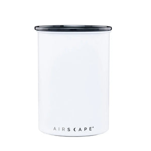 Airscape Original coffee canister in matte white, sold by Encore Coffee & Chocolate