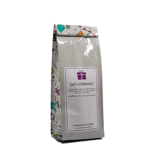 Back View of Bag - Happy Birthday - Party. Our coffee gift is freshly roasted in small batches.
