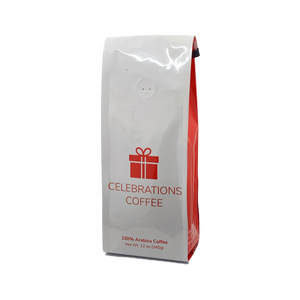 Front View of Bag – More Coffee! Our coffee gift is freshly roasted in small batches.