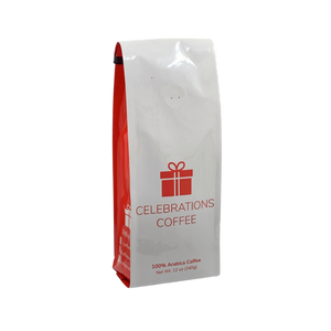 Side View of Bag – More Coffee! Our coffee gift is freshly roasted in small batches.