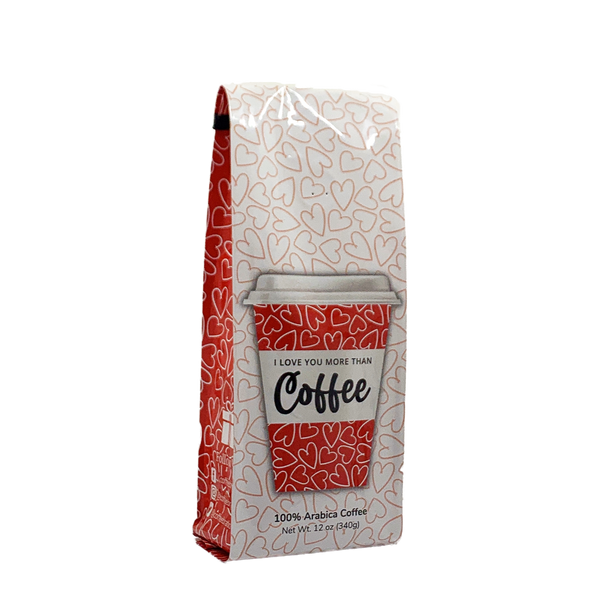 Back View of Bag – I Love You More Than Coffee. Our coffee gift is freshly roasted in small batches.