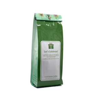 Back View of Bag - Congrats on Planting New Roots. Our coffee gift is freshly roasted in small batches.