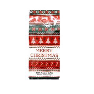 Ugly Christmas Sweater designer gift bag of Encore Coffee & Chocolate coffee, freshly roasted in small batches.