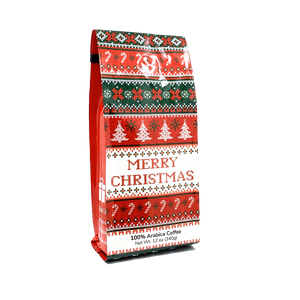 Ugly Christmas Sweater designer gift bag of Encore Coffee & Chocolate coffee, freshly roasted in small batches.
