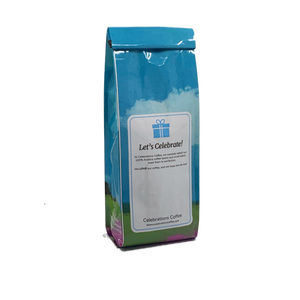 Back View of Bag - Welcome Home. Our coffee gift is freshly roasted in small batches.