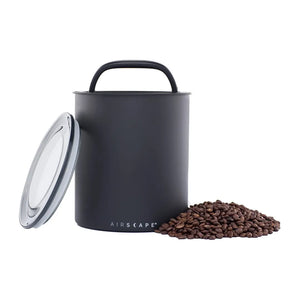 Airscape Original coffee canister with air-removing plunger lid, sold by Encore Coffee & Chocolate